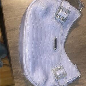 Light Purple Croc-Embossed Shoulder Bag